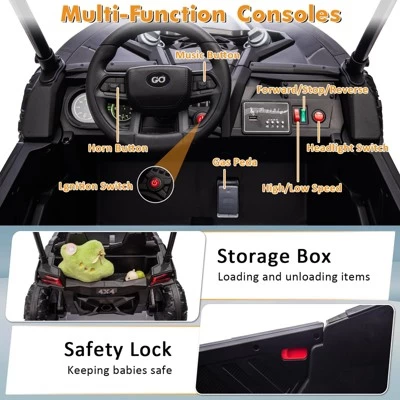 Garvee 24V 2-Seater Ride On UTV For Kids With Remote Control, LED Lights, Bluetooth, Sun Shade, Off-Road Wheels, Ride On Car For Boys Girls 5 Garvee 24V 2-Seater Ride On UTV For Kids With Remote Control, LED Lights, Bluetooth, Sun Shade, Off-Road Wheels, Ride On Car For Boys Girls - Image 3