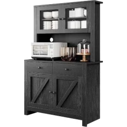 Freestanding Kitchen Pantry Cabinet With Microwave Stand & Buffet Cupboard, Adjustable Shelves For Dining Room 18 Freestanding Kitchen Pantry Cabinet With Microwave Stand & Buffet Cupboard, Adjustable Shelves For Dining Room -Garvee GUEST c9947027 d160 454f 8850 7bc443806f06