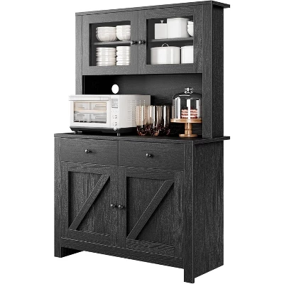Freestanding Kitchen Pantry Cabinet With Microwave Stand & Buffet Cupboard, Adjustable Shelves For Dining Room 8 Freestanding Kitchen Pantry Cabinet With Microwave Stand & Buffet Cupboard, Adjustable Shelves For Dining Room - Image 6