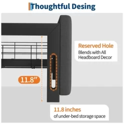Full Size Bed Frame With 3 Storage Drawers, Fabric Upholstered Platform Bed, Wooden Slats Support, Dark Grey -Garvee GUEST c9a75c84 7f88 4242 8dd3 8fe1649bbe9d 2