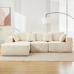 108" Sectional Couch Cloud Modular Modern L-Shaped Sofa With Chaise Lounge, Corduroy Fabric -Garvee GUEST c9c8f2e2 7041 467e 84ba 413898bb7783