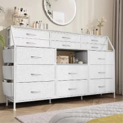 Dresser For Bedroom With 14 Drawers, 55" W Dresser With Side Pocket, Fabric Dressers & Chests Of Drawers With Shelves -Garvee GUEST ca54df71 4a0c 490d ad1e 5dae0210cd1a