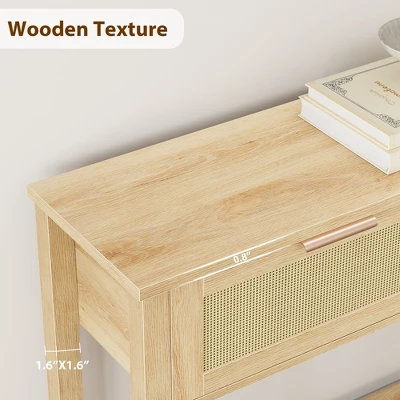 Rattan Entryway Table, Wood Console Table With 2 Drawers, Sofa Table With Storage, Console Tables For Entryway, Living Room, Hallway, Foyer 6 Rattan Entryway Table, Wood Console Table With 2 Drawers, Sofa Table With Storage, Console Tables For Entryway, Living Room, Hallway, Foyer - Image 4