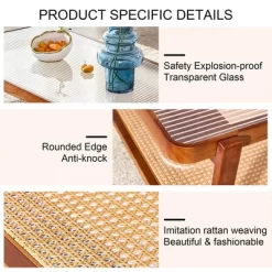 Modern Rattan Coffee Table,Rectangular Center Table With Tempered Glass Tabletop,2 Tier Wood Tea Table For Living Room Office Bedroom 15 Modern Rattan Coffee Table,Rectangular Center Table With Tempered Glass Tabletop,2 Tier Wood Tea Table For Living Room Office Bedroom -Garvee GUEST ca993478 e6ff 45b9 9748 f814d6379458