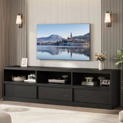 70 Inch TV Stand For 80" TVs, Mid Century Modern Entertainment Center With Storage Drawer & Open Shelves -Garvee GUEST cab412a6 e6b7 41b6 adb7 d229a156b161