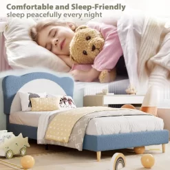 Twin/Full Size Princess Bed Frame For Kids - Adjustable Scallop Headboard, Velvet Upholstered, No Box Spring Needed 11 Twin/Full Size Princess Bed Frame For Kids - Adjustable Scallop Headboard, Velvet Upholstered, No Box Spring Needed -Garvee GUEST cad0bb87 2ae1 40e2 8510 9d32e4b8149b