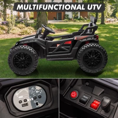 24V Electric UTV, Ride On Toys For Kids, 2x130W Electric Car With Remote Control, 4 Shock Absorbers, LED Lights, Music 4 24V Electric UTV, Ride On Toys For Kids, 2x130W Electric Car With Remote Control, 4 Shock Absorbers, LED Lights, Music - Image 2