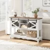 Entryway Table With Cabinet, Farmhouse Console Table With Storage, Rustic Sofa Table With Sliding Barn Doors, Console Table For Entryway