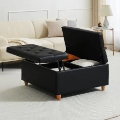 Whizmax Storage Ottoman Coffee Table With Lift Top,Tufted Upholstered Ottoman With Storage For Bedroom Living Room