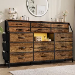 Dresser For Bedroom With 14 Drawers, 55" W Dresser With Side Pocket, Fabric Dressers & Chests Of Drawers With Shelves -Garvee GUEST cb3730e3 3396 435a ac93 e9874b23ccd7