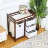 Wooden Baby Changing Table Solid Wood Diaper Changing Station Changing Table With Laundry Basket And Drawer