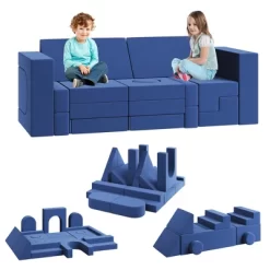 Kids Couch For Building Fort Toy,22pcs DIY Toddler Sofa,Velvet Toddler Futon Sofa Bed For Playroom, Bedroom,Grey -Garvee GUEST ccb1ae91 9e56 4e70 b5e9 3e3ebf95dbf8