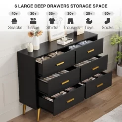 Modern Dresser With 6 Deep Drawers Wooden Chest Of Drawers For Bedroom -Garvee GUEST ccd3de63 53b1 4cc3 883f 421b286b795e
