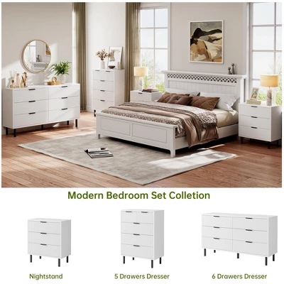 Garvee 3 Drawer Fluted Dresser, Modern Wooden Chest Of Drawers With Metal Legs And Anti-Tip Kit For Bedroom Living Room, White 7 Garvee 3 Drawer Fluted Dresser, Modern Wooden Chest Of Drawers With Metal Legs And Anti-Tip Kit For Bedroom Living Room, White - Image 5