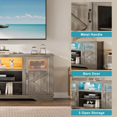 34'' Tall Farmhouse LED TV Stand,Entertainment Center With Storage 7 34'' Tall Farmhouse LED TV Stand,Entertainment Center With Storage - Image 5