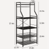 Mobeneno Kitchen Storage Rack, 5 Tier Microwave Stand With 2 Large Wire Basket, Kitchen Utility Storage Shelf, Industrial Coffee Bar Station For Home -Garvee GUEST cd25ed39 82b9 4631 9403 c2c836305ff4
