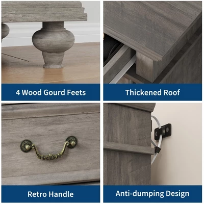 Farmhouse Tall Dresser For Bedroom With 7 Drawers, 50" Tall Large Wood Chest Of Drawers 8 Farmhouse Tall Dresser For Bedroom With 7 Drawers, 50" Tall Large Wood Chest Of Drawers - Image 6