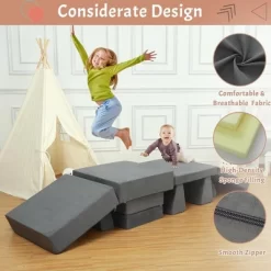 8Pcs Modular Kids Couch Sofa Set For Playroom Bedroom, Grey Comfort Toddler Convertible Sofa Foam Playset -Garvee GUEST cd965317 c08f 4813 b524 b42b8ed4e166