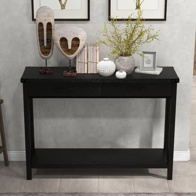43" Console Table With Drawers, 2-Tier Farmhouse Narrow Entryway Table , Sofa Table, Console Tables For Entryway 8 43" Console Table With Drawers, 2-Tier Farmhouse Narrow Entryway Table , Sofa Table, Console Tables For Entryway - Image 6