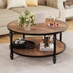 Garvee Coffee Table Round Rustic Center Table With Storage Shelf Wood Circle Coffee Table With Sturdy Metal Legs Living Room 15 Garvee Coffee Table Round Rustic Center Table With Storage Shelf Wood Circle Coffee Table With Sturdy Metal Legs Living Room -Garvee GUEST cda7d3a7 c244 4b8d 9fd1 76fd72f412b6