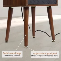 Mid-Century Nightstand With Drawers, Side Table With Charging Station -Garvee GUEST cde003aa 6fd2 4e12 a689 e5e4d6eaa5ac