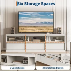 70 Inch TV Stand For 80" TVs, Mid Century Modern Entertainment Center With Storage Drawer & Open Shelves -Garvee GUEST cedba3ed 1a3a 4431 81a5 201c4b03c2a4