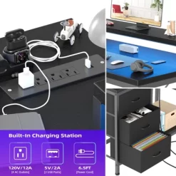 L-Shaped Computer Desk With 4 Power Outlets, 2 USB Ports, 7-Color LED Lights 17 L-Shaped Computer Desk With 4 Power Outlets, 2 USB Ports, 7-Color LED Lights -Garvee GUEST cf5dc717 3cf3 43c1 9877 5978e3cd5558