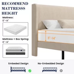 Bed Frame With Vertical Channel Headboard, Upholstered Bed Frame With Wood Slats 11 Bed Frame With Vertical Channel Headboard, Upholstered Bed Frame With Wood Slats -Garvee GUEST cf833370 5a53 4310 bdd8 d808c9e5dd13