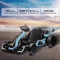 Go Karts For Kids, 24V Electric Go Kart With 2 * 150W Powerful Motors,8mph, 110lbs,W/Button Start,Lights,Safety Belt, Music -Garvee GUEST cfbc9365 ef32 486c b7a1 5955d5055ced