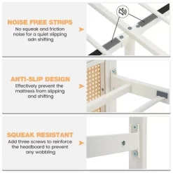 Rattan Platform Bed Frame Full Size With Headboard -Garvee GUEST cfd8d5d0 b3a2 462a 90ff 5c08f12c24ca