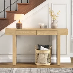 51.9" Console Table With 2 Drawers, Wooden Entryway Table, Narrow Sofa Table, Behind Couch Table For Living Room Hallway Foyer -Garvee GUEST d0b66b1e 68d6 441a 869d eb9834e50723
