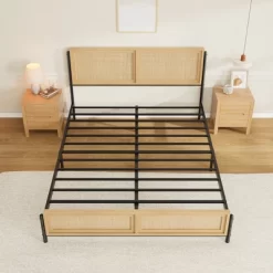 Garvee Bed Frame With Natural Rattan Headboard And Footboard, Wooden Platform No Box Spring Needed, Noise-Free Metal Bedframe 14 Garvee Bed Frame With Natural Rattan Headboard And Footboard, Wooden Platform No Box Spring Needed, Noise-Free Metal Bedframe -Garvee GUEST d0c1909e af8d 4b6b b070 abddde71b7da