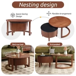 Farmhouse Nesting Coffee Table 31.5" & 22.8" Small Round Living Room Coffee Table With Drawer 8 Farmhouse Nesting Coffee Table 31.5" & 22.8" Small Round Living Room Coffee Table With Drawer -Garvee GUEST d0ea5689 b99d 4144 aee7 73a045fa5461