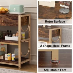 Console Sofa Table With Drawers And Shelves, 32 Inch Entryway Table