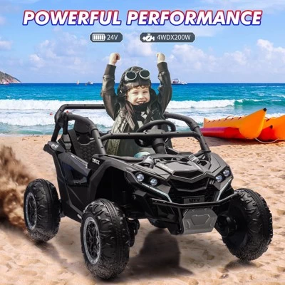 Ride On Car For Kids, 24V 2 Seater Powered Electric Off-Road UTV Toy,4WD Electric Vehicle With Remote Control,LED3 Speeds,Horn, Music 8 Ride On Car For Kids, 24V 2 Seater Powered Electric Off-Road UTV Toy,4WD Electric Vehicle With Remote Control,LED3 Speeds,Horn, Music - Image 6