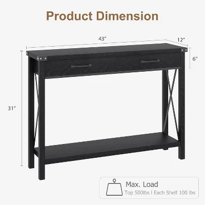 Farmhouse Console Table With 2 Drawers And Storage Shelf, Wood Sofa Table For Entryway, Living Room, Hallway, And Foyer 3 Farmhouse Console Table With 2 Drawers And Storage Shelf, Wood Sofa Table For Entryway, Living Room, Hallway, And Foyer