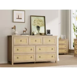 Freestanding Rattan Cabinet Dresser With Anti-Tip Design And Storage Drawer, Wooden Closet Dressers Chest For Bedroom, Living Room, Natural Wood 23 Freestanding Rattan Cabinet Dresser With Anti-Tip Design And Storage Drawer, Wooden Closet Dressers Chest For Bedroom, Living Room, Natural Wood -Garvee GUEST d2b135f3 1c9e 40cd aeed 1e2ece3532d2