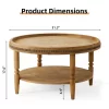 31'' Modern Round Coffee Table, 2 Tier Wooden Center Table With Beaded Trim, Accent Cocktail End Table For Living Room Bedroom Office Brown -Garvee GUEST d3482b87 e7f1 4da5 8cc8 f03addc49e8a