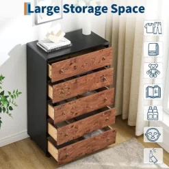 Modern Chest Of Drawers With Natural Texture, Curved Profile Design, Dresser TV Stand, Wood Drawer Organizer For Bedroom, Living Room, Natural Oak 16 Modern Chest Of Drawers With Natural Texture, Curved Profile Design, Dresser TV Stand, Wood Drawer Organizer For Bedroom, Living Room, Natural Oak -Garvee GUEST d36b81e8 f5b9 44d4 9c5d 1a4f079bc65e