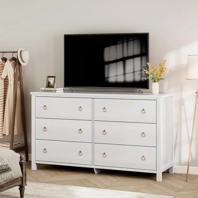 6-Drawer Dresser For Bedroom, White Modern Tall Chest Of Drawers - Storage Dresser With Anti-Tip Design, Robot Vacuum Friendly 5 6-Drawer Dresser For Bedroom, White Modern Tall Chest Of Drawers - Storage Dresser With Anti-Tip Design, Robot Vacuum Friendly - Image 3