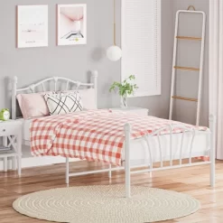 Garvee White Twin Bed Frame For Kids, Twin Bed Frame With Heart Shaped Headboard And Tailboard, Heavy Metal Slat Support, Noiseless -Garvee GUEST d4288314 6f15 4e32 b358 56093b962496