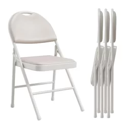 Folding Chairs Set Of 2/4/6, Metal Foldable Chair With And Non-Slip Feet Pads