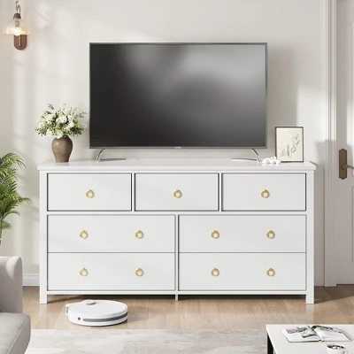 7-Drawer Dresser For Bedroom, White Modern Tall Chest Of Drawers - Storage Dresser With Anti-Tip Design, Robot Vacuum Friendly 4 7-Drawer Dresser For Bedroom, White Modern Tall Chest Of Drawers - Storage Dresser With Anti-Tip Design, Robot Vacuum Friendly - Image 2