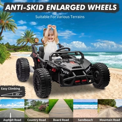 24V Electric UTV, Ride On Toys For Kids, 2x130W Electric Car With Remote Control, 4 Shock Absorbers, LED Lights, Music 8 24V Electric UTV, Ride On Toys For Kids, 2x130W Electric Car With Remote Control, 4 Shock Absorbers, LED Lights, Music - Image 6