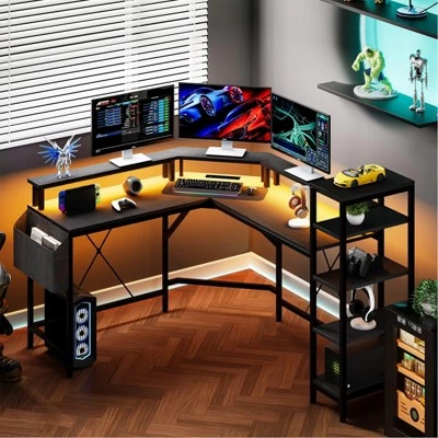 L Shaped Gaming Desk With Power Outlet & Led Lights, L-Shaped Corner Computer Desks Gaming Desk 8 L Shaped Gaming Desk With Power Outlet & Led Lights, L-Shaped Corner Computer Desks Gaming Desk - Image 7