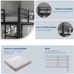 Loft Bed Twin Size With Large Desk And 2-Tier Storage Shelves, Heavy Duty Metal Loft Bed With Ladder And Guardrail For Kids And Adults 13 Loft Bed Twin Size With Large Desk And 2-Tier Storage Shelves, Heavy Duty Metal Loft Bed With Ladder And Guardrail For Kids And Adults -Garvee GUEST d59e2056 b65f 4783 8ee2 471b8ff3ae7c