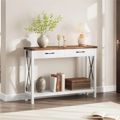 IDEALHOUSE Console Table With 2 Drawers, Farmhouse Entryway Table With Storage Shelf 10 IDEALHOUSE Console Table With 2 Drawers, Farmhouse Entryway Table With Storage Shelf - Image 8