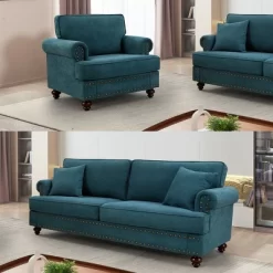 37.2" Modern Sofa Couch With Armrests, Rolling Arm, Wood Frame, Brown Legs Sectional Love Seat Upholstered Sofa -Garvee GUEST d6ab592f 247c 4463 a332 afe5242f41a7