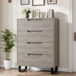 4 Dresser For Bedroom, 41.5" Tall Dresser, Freestanding Vertical Drawer Cabinet With Storage, Wooden Closet Storage Chest For Living Room, Entryway -Garvee GUEST d6d20677 9b8e 40c2 925a 34475fd332c2