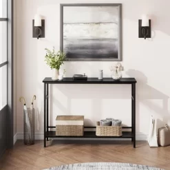 Whizmax 2 Tier Entryway Table, Console Tables With Storage, Sofa Table With Adjustable Shelf For Entryway, Living Room, Hallway, Bedroom